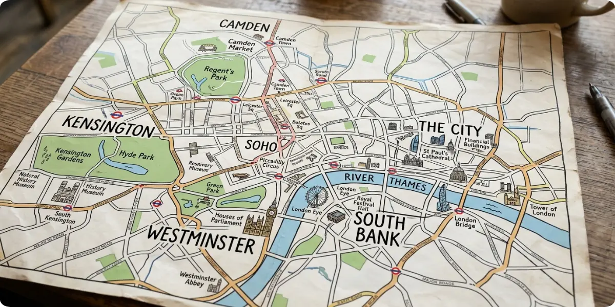 Map of London’s main tourist areas