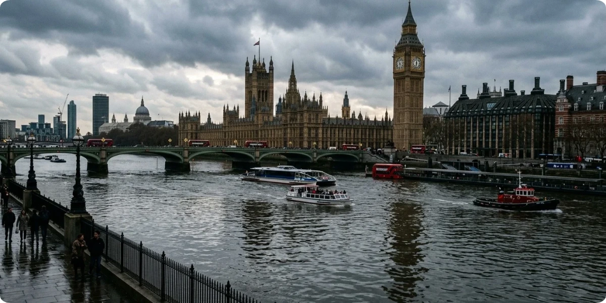 Houses of Parliament and Elizabeth Tower from Westminster Bridge