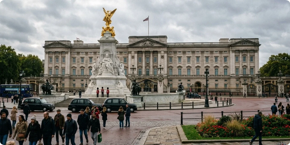 Buckingham Palace front view in central London