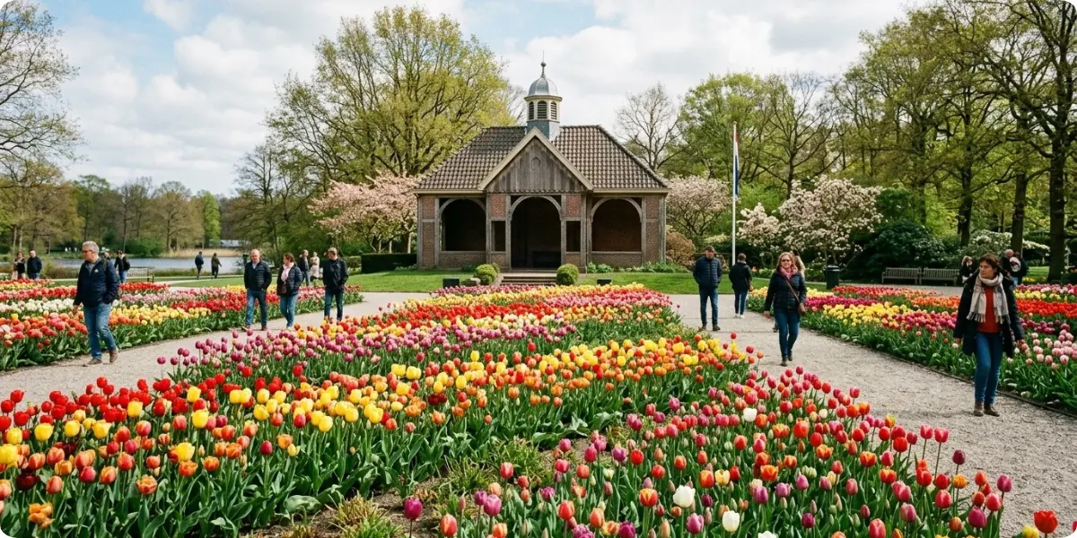 Tulips and Ottoman pavilion in Emirgan Park