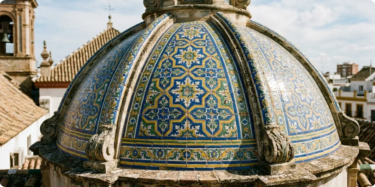 Majolica-tiled dome of the Church of Santa Maria Assunta in Positano