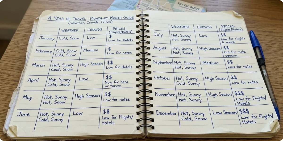 Chart showing the best months to visit Positano by weather and crowds