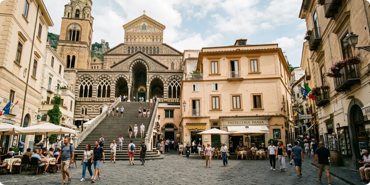 Amalfi Cathedral and main square on the Amalfi Coast