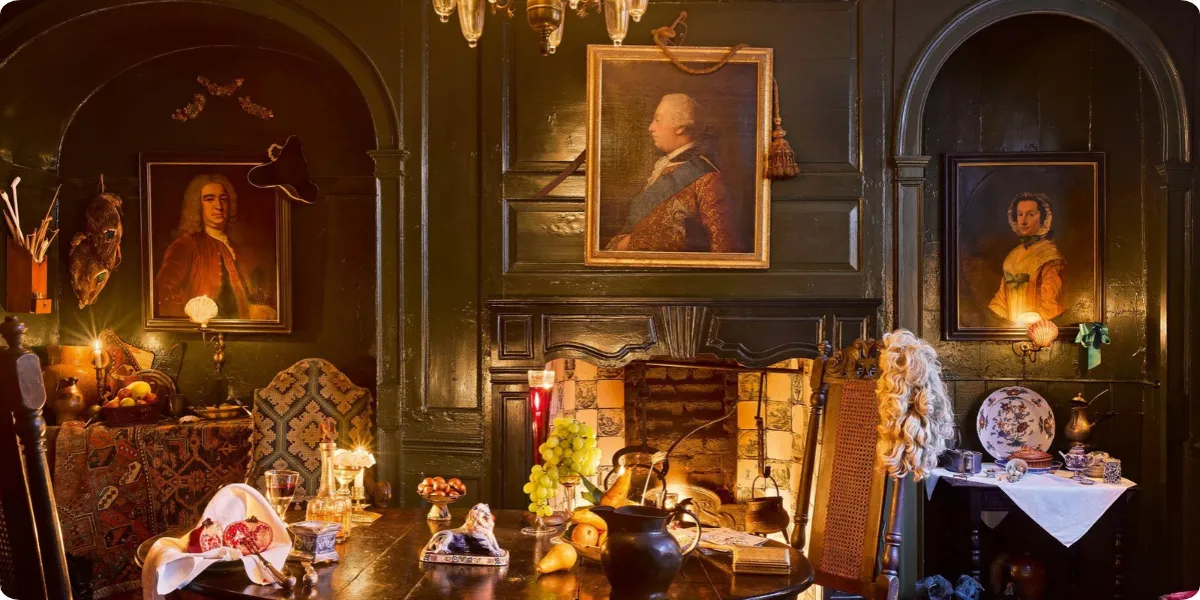 Historic candlelit interior at Dennis Severs' House in Spitalfields London