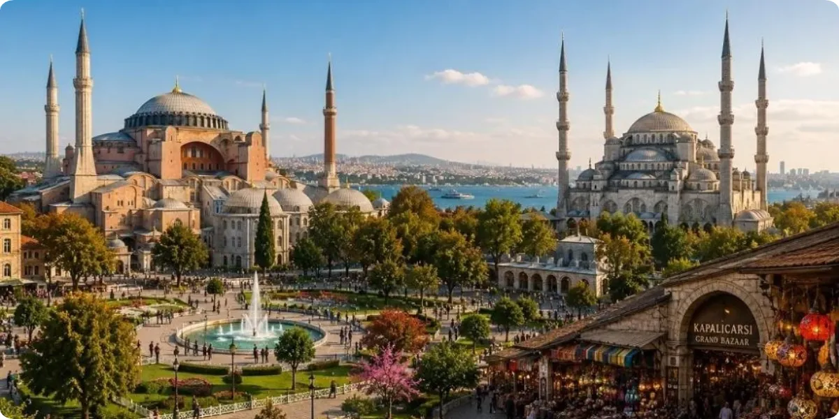 Sultanahmet neighborhood in Istanbul near Hagia Sophia and the Blue Mosque
