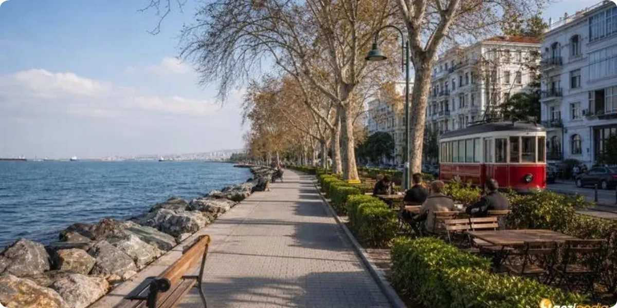 Kadıköy neighborhood in Istanbul with cafés and waterfront promenade