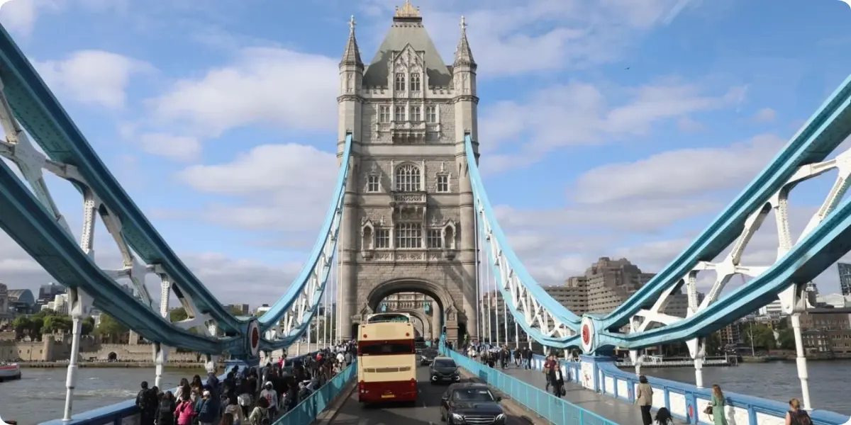 Tower Bridge spanning the River Thames in central London.