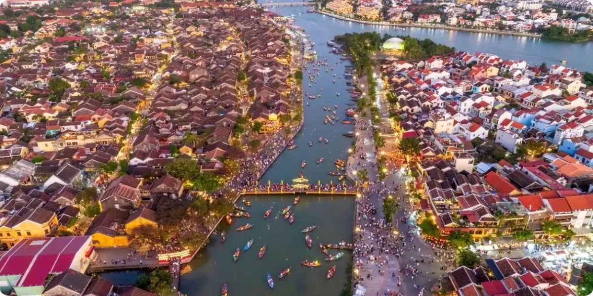 Aerial view of Hoi An on the central coast of Vietnam