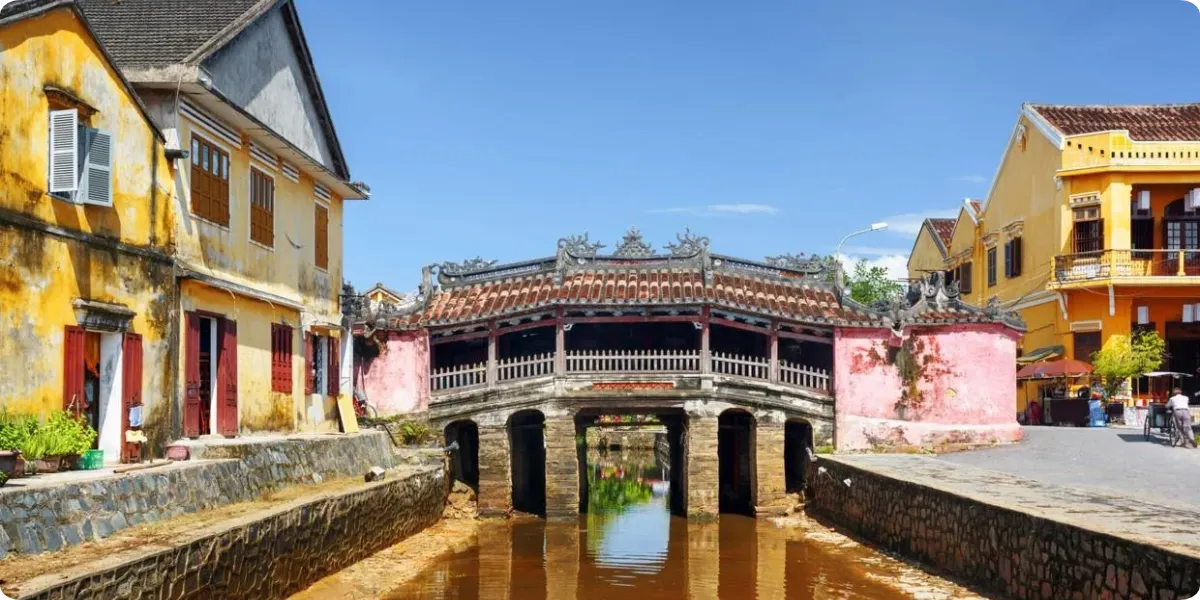 Japanese Covered Bridge in the historic Old Town of Hoi An Vietnam