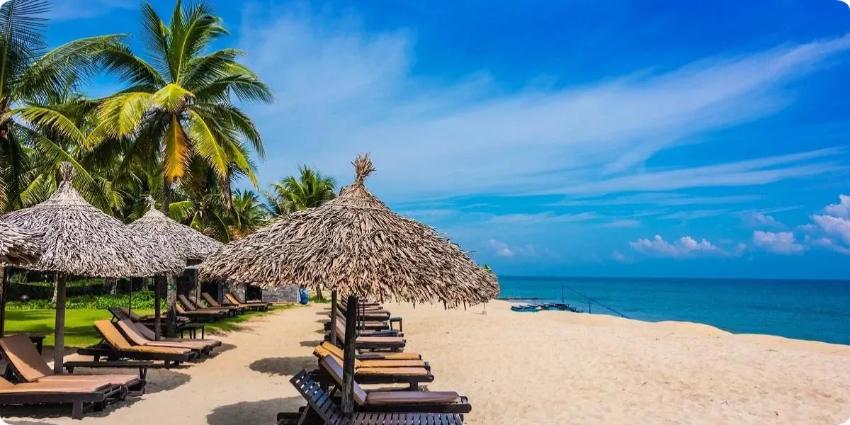An Bang Beach near Hoi An Vietnam with sandy shores and blue sea